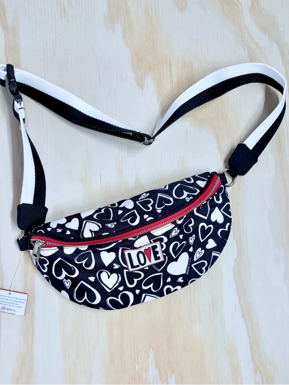 NEW Brighton "Endless Love" Heart Print Belt Bag Fanny Pack - Red Zip belt bag
